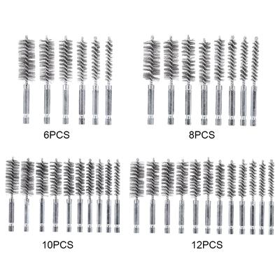 6/8/10/12 Pcs 8mm-19mm Stainless Steel Bristles Wire Brush 3.9 Inch Long Wire Pipe Cleaning Brush for Power Drill Impact Driver