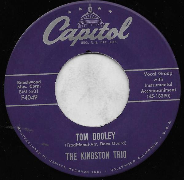 7inch Record KINGSTON TRIO Tom Dooley F4049 Capitol Records 1958 US CountryFolk Used