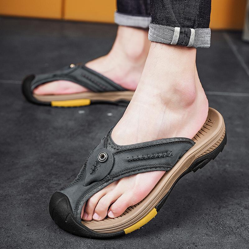 Infradito Pantofole da Uomo Grigie Estive da Esterno Sandali Romani Marroni Scarpe da Spiaggia Nere a Punta Aperta Taglie Forti