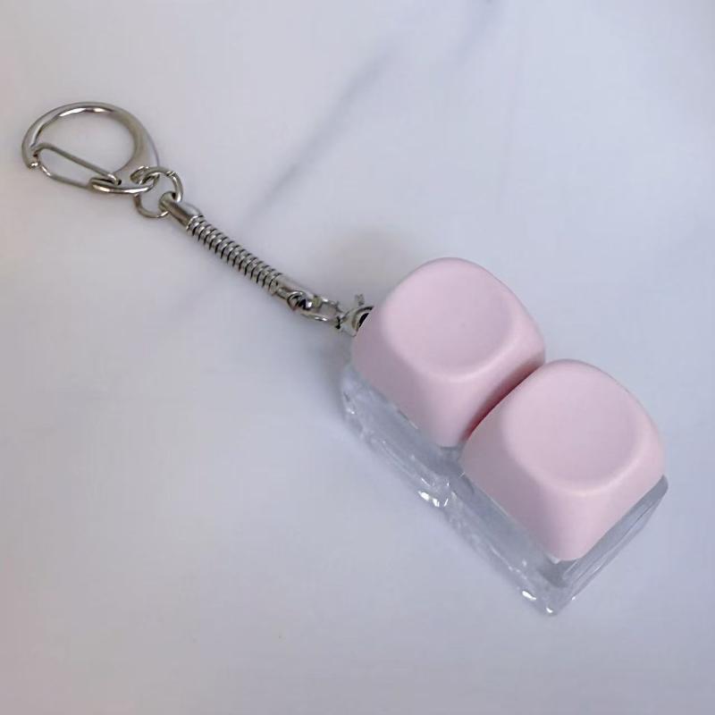 LED Mechanical Keyboard Button Clicker Keychain Click Switch Portable Office Stress Toy