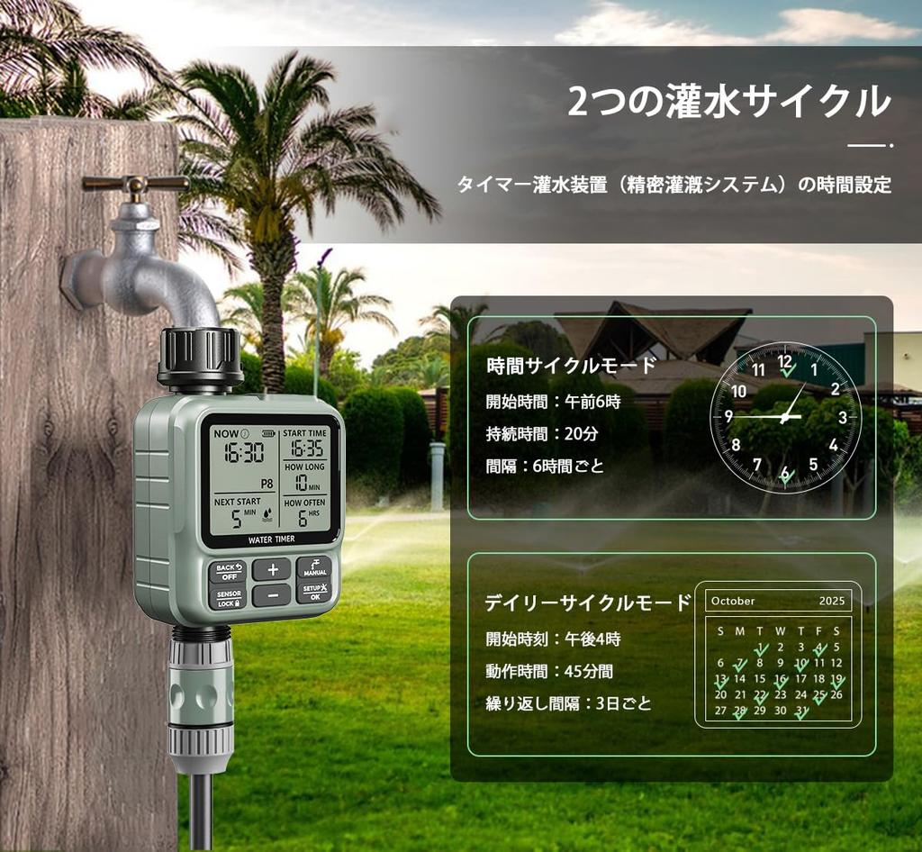 Automatic Watering Timer with 8 Programmable Steps, Rain Delay, Manual, and Automatic Modes, for Lawn and Garden Irrigation (Army Green)
