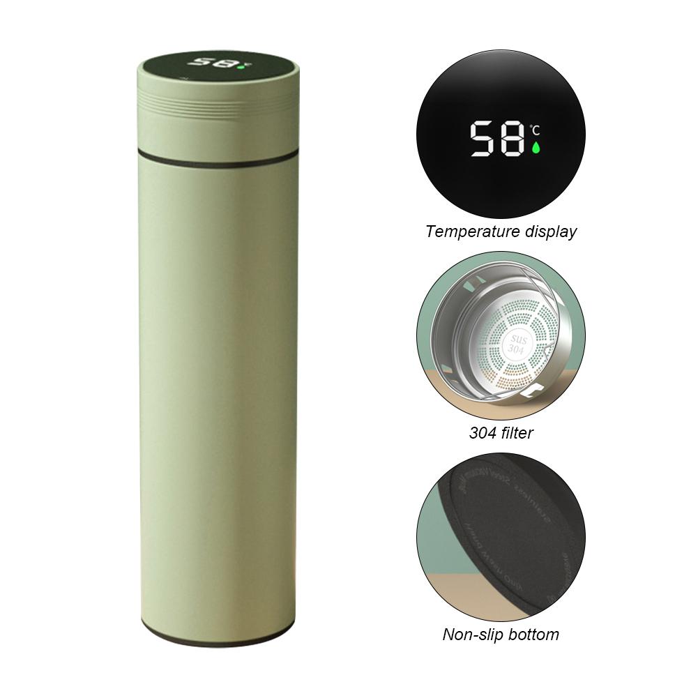 Termoska o objemu 480 ml Inteligentní zobrazení teploty Tepelný hrnek Nerezový hrnek na kávu Nepropustná izolovaná láhev na vodu
