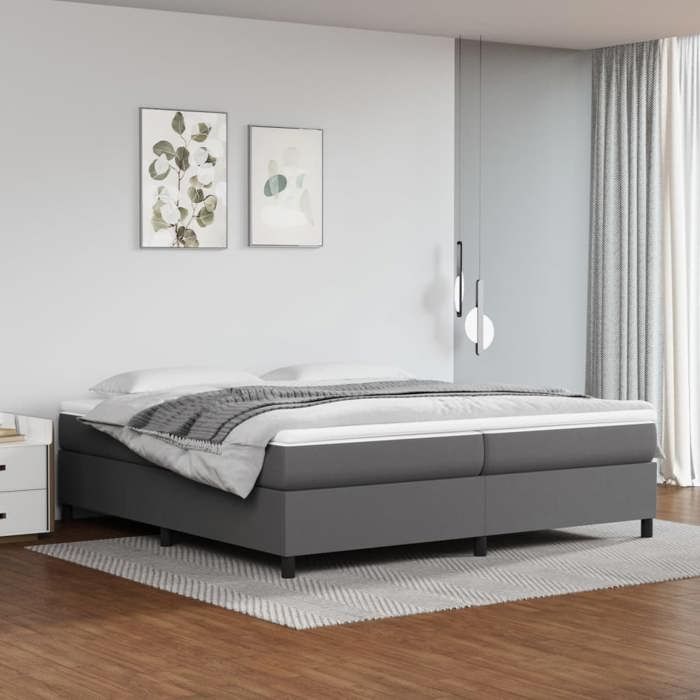 Maison Exclusive - Sommier à lattes de lit avec matelas Gris 200x200 cm Similicuir