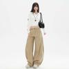 Women's American Retro Patchwork Wide-Leg Cargo Pants