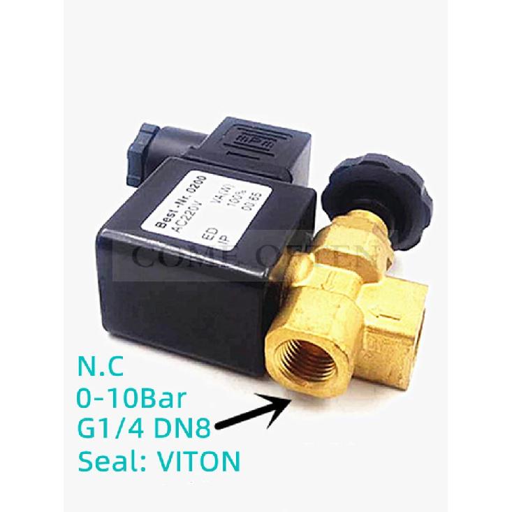 2-Position 2-Way Adjustable Steam Solenoid Valve TJF-08 G1/4" Hot Table Iron Steam Valve Ac220v Dc24v Direct Acting VITON 150℃