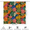 Vibrant Tropical Floral Shower Curtain For Bathroom Decor Green Leaves Pink Flowers Printed Fabric Bath Mat With Hooks Size: 69X