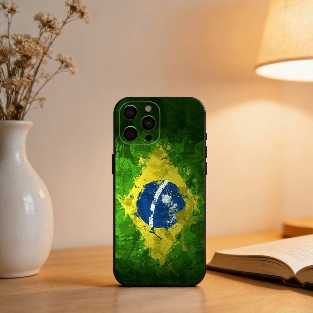 Brazil Brazilian Flag  Phone Case For iPhone 17,16,15,14,13,12,11 Plus,Pro Max,XS,Soft Silicone Black Cover