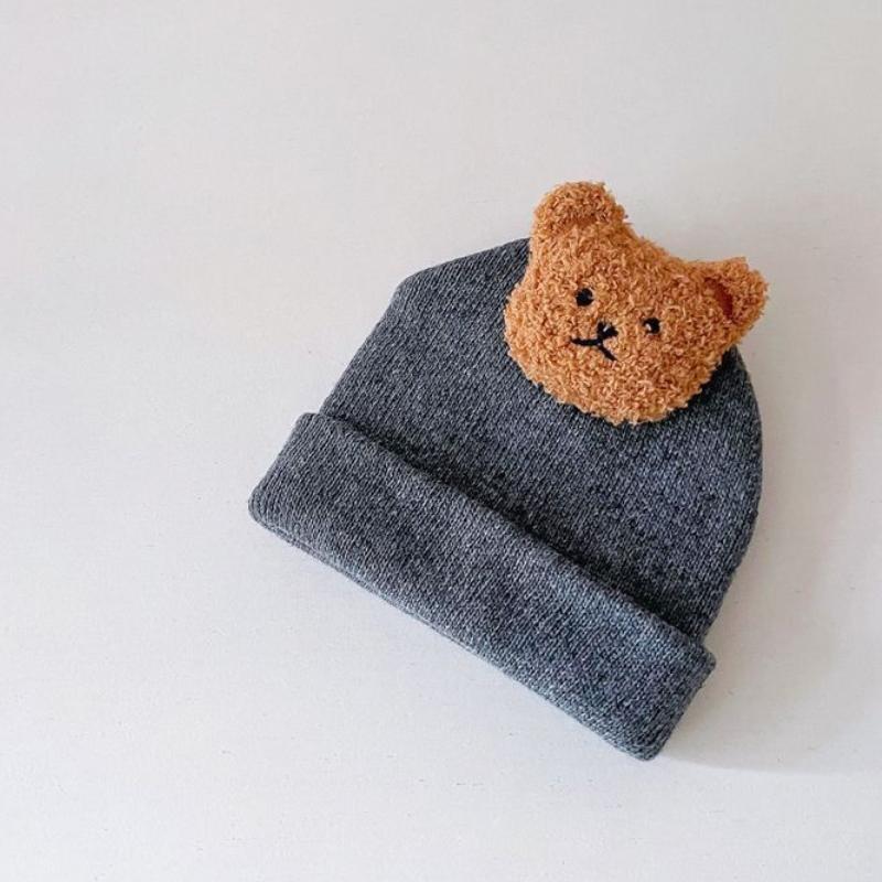 Tegneseriebjørn Baby Strikkelue Høst Vinter Varm Nyfødt Spedbarn Luer for Gutter Jenter Myk Komfortabel Småbarn Barn Lue