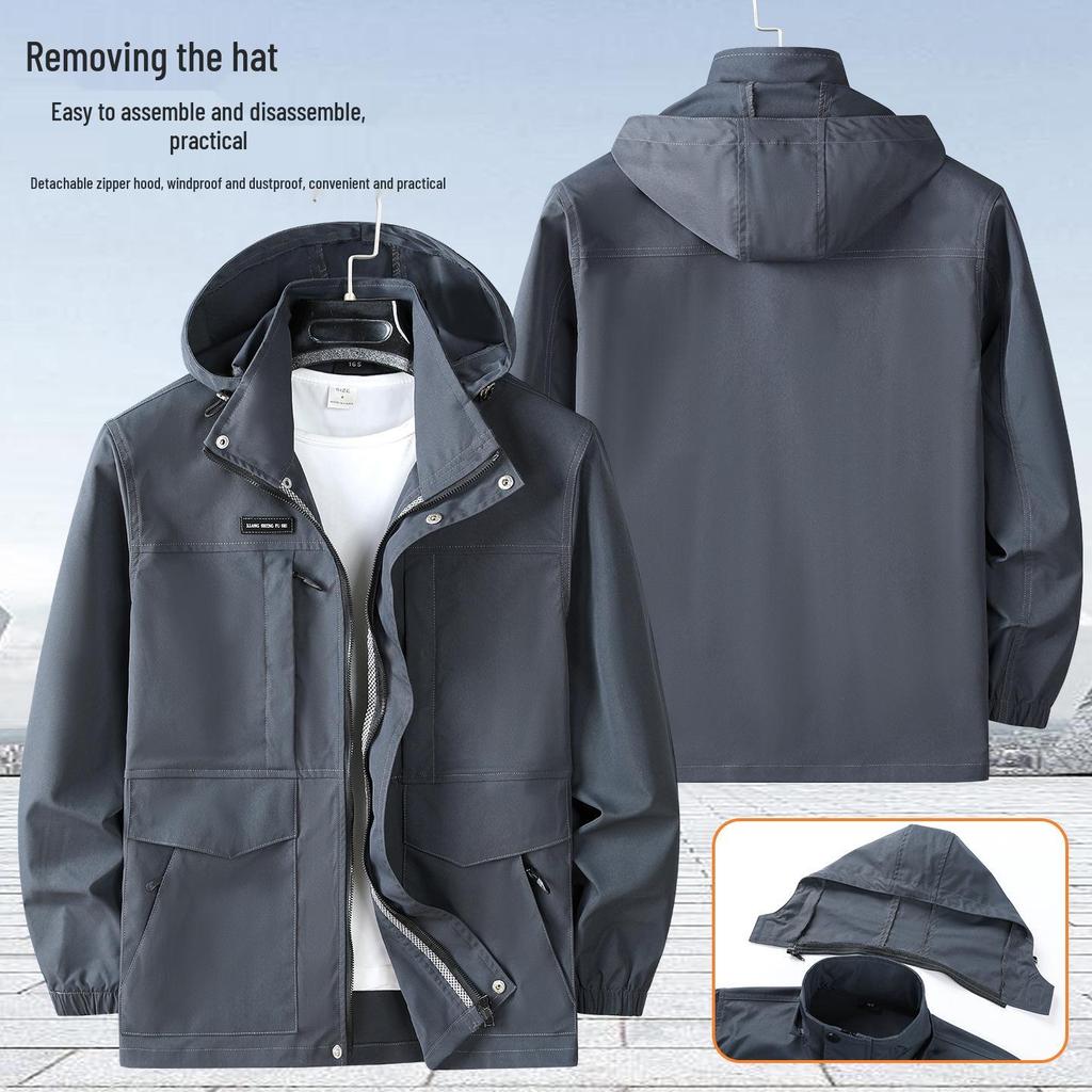 Men's Camouflage Hooded Jacket & Pants Set for Work & Outdoor Activities