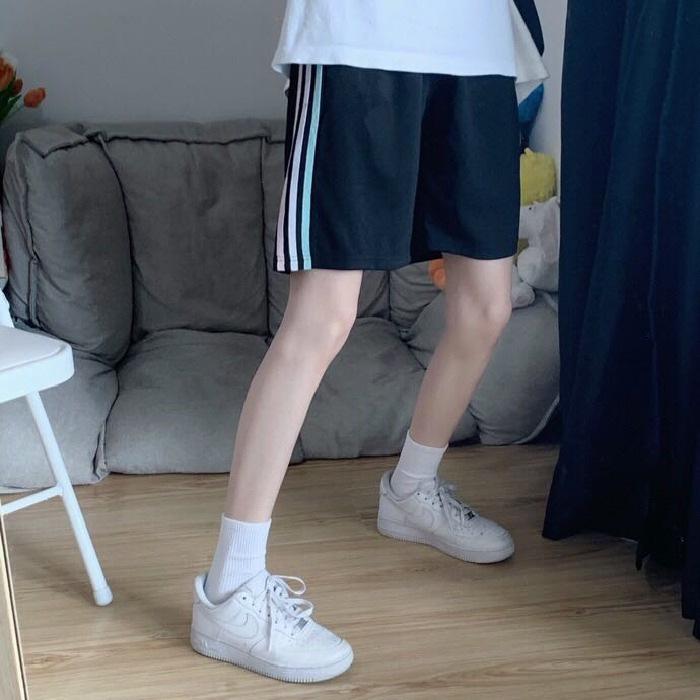 2022 Women's Korean Style Slim Fit Wide-Leg Cotton Sports Shorts for Summer