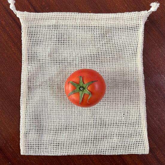 Cotton Mesh Storage Bag with Drawstring Breathable Hollow Design Extends Freshness Reusable Eco-Friendly Supermarket Travel Bag