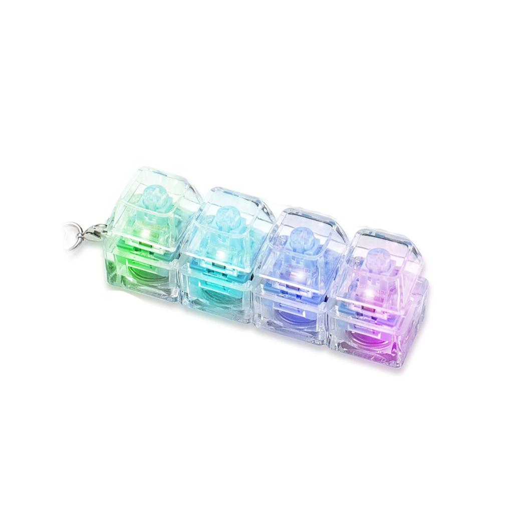 Crystal Clicker Mechanical Keychain 4 Keys Sensory Fidget Toy Portable Stress Relief for Adults Anxiety Relief Toy