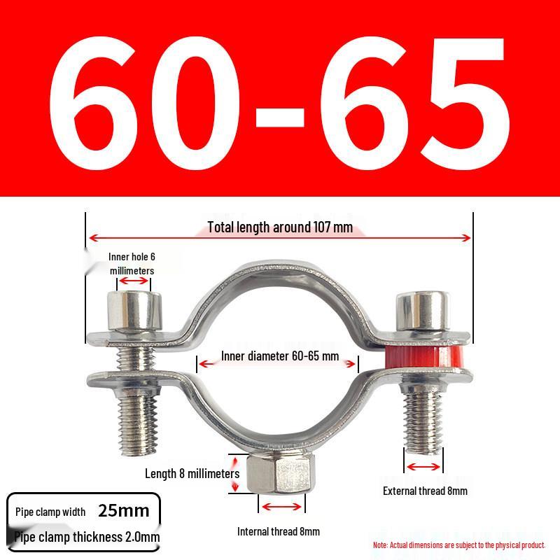 Stainless Steel Pipe Clamp Bracket with M8 Nut for Cable and Gas Pipes
