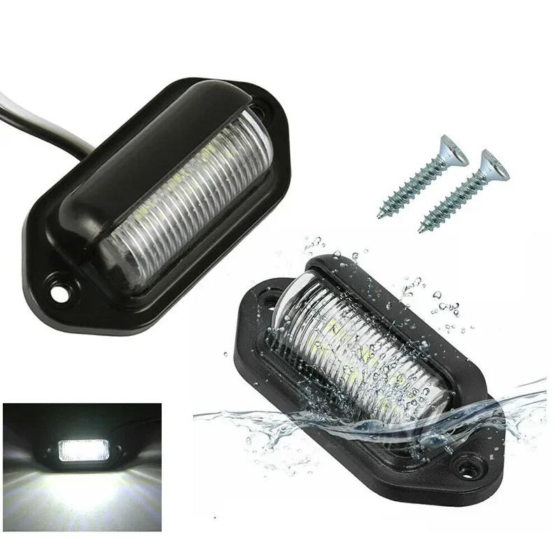 1/2Pcs 6 LED Car License Number Plate Lights Universal Waterproof Taillight SUV Truck Trailer Van Tag Step Lamp White Bulbs
