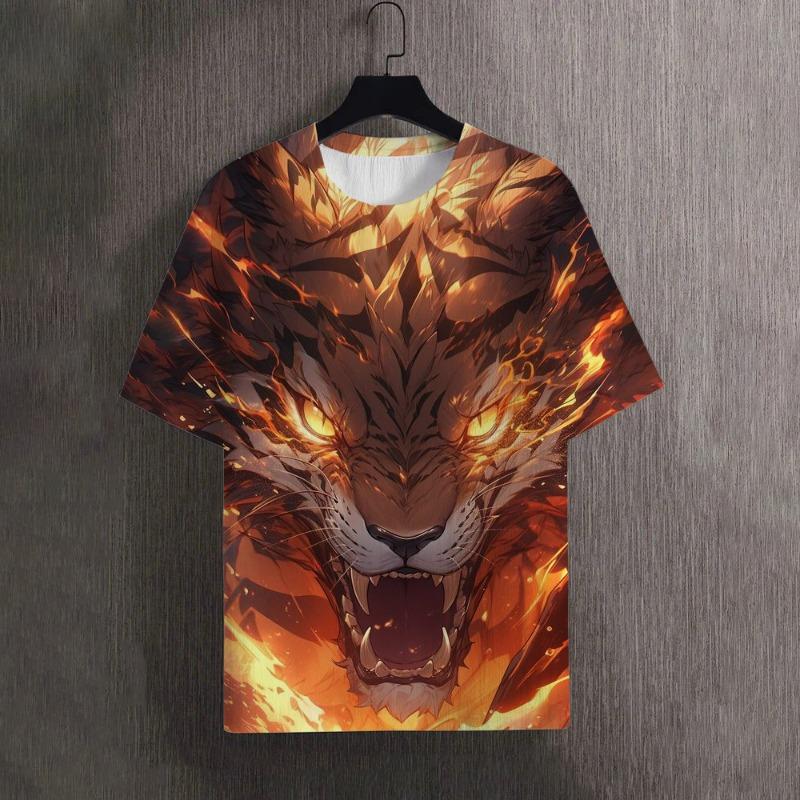 Men's T-Shirts Summer Animal Tiger Pattern 3D Print Tops Tees Women Streetwear Fashion Oversized T Shirt Men Clothing
