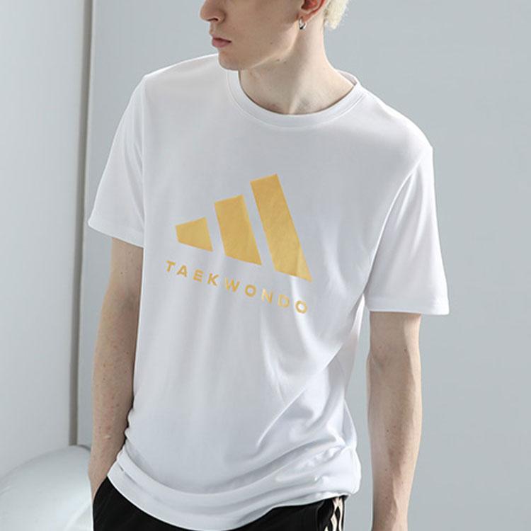Adidas Printed Logo Casual Loose Knit Breathable Round Neck Short Sleeve T-Shirt Unisex Tops Platinum ADICLTS24TK-WG
