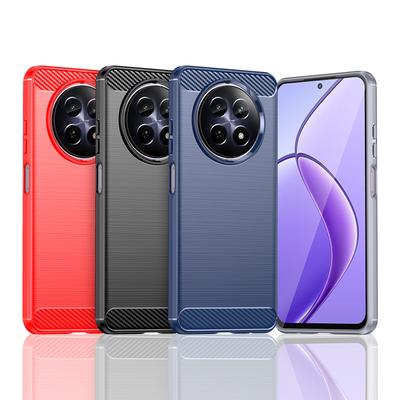Für Realme 12 5G-Hülle, für Realme 12 Plus 12 Pro Plus, klopffeste, weiche Silikon-Kohlefaser-Rückseite, für Realme 12 5G-Hülle