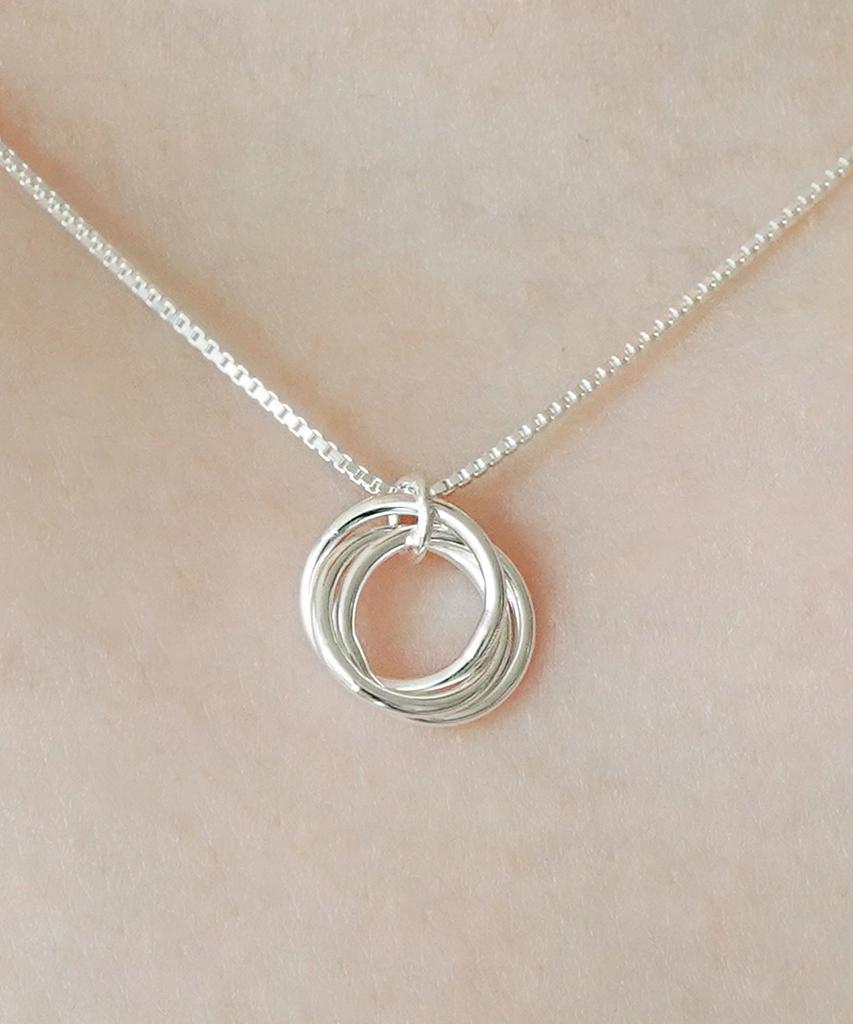 Alleun Silver 925 Triple Round Pendant Silver Necklace Chain