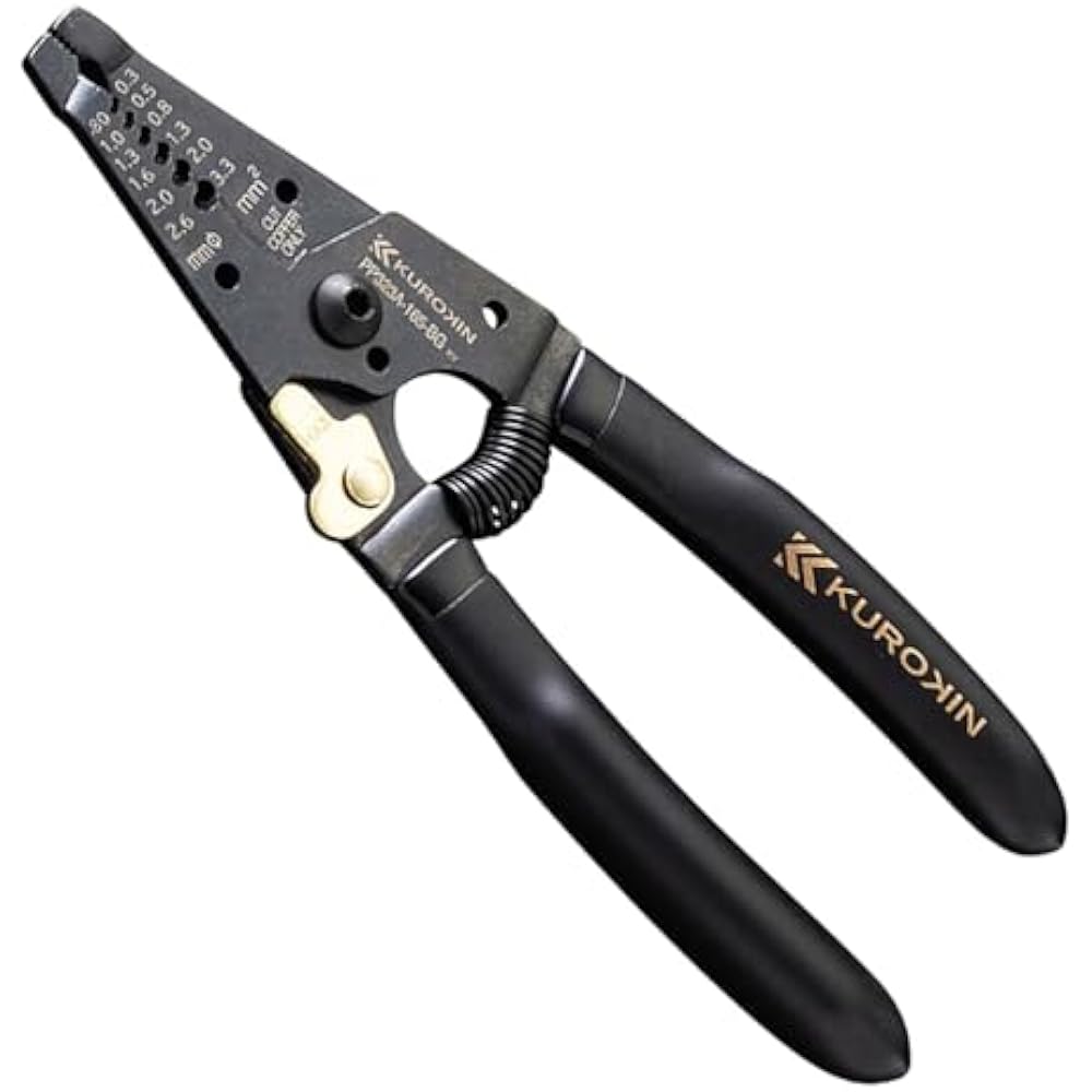 Fujiya (Fujiya) PP323A-165-BG wire stripper, type A, 165 mm, black gold, with spring