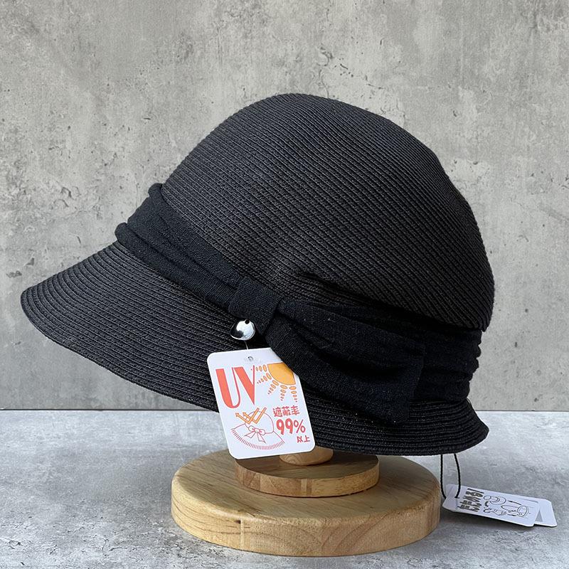 Japanese Face Small Mixed Color Straw Fold Bucket Hat Women'S Summer Basin Hat Sun Protection And Uv Protection Sun Hat