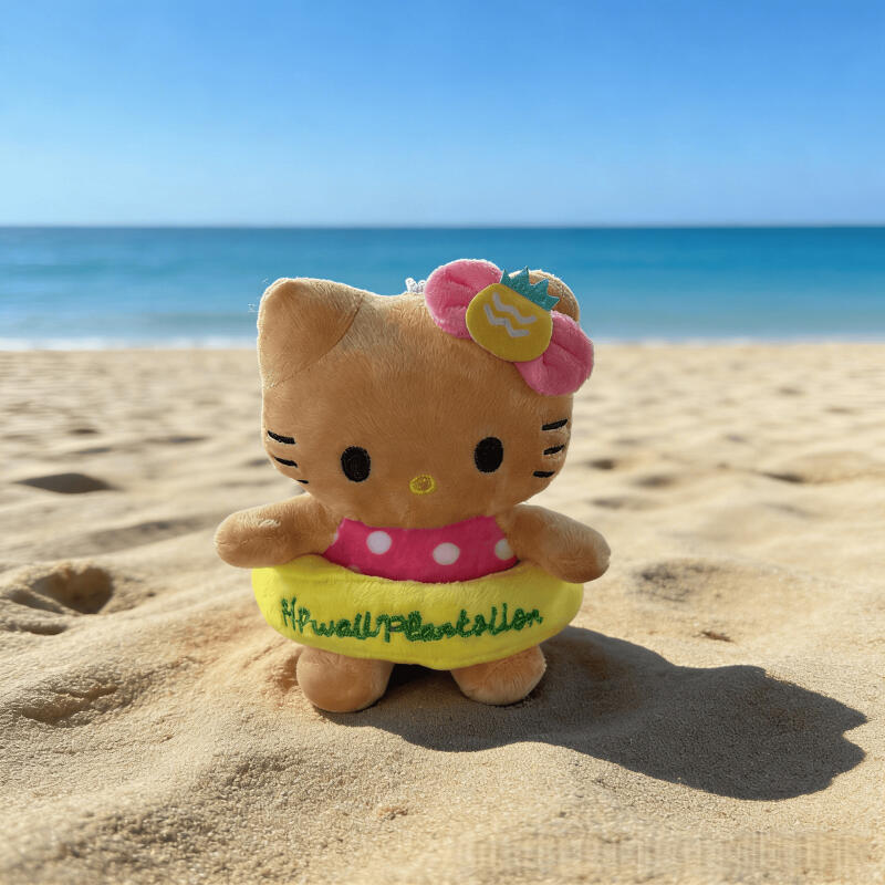 Sanrio Cartoon Hawaiian Pineapple Hello Kitty Plush Toy Pendant Cute Bags and Interior Decorations Keychain Gift for Girls