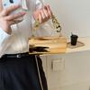 Acrylic cylinder bag 2025 European and American fashion patent leather glossy shoulder bag ins women's thick chain handbag