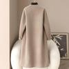 Women's Long Double-Faced Wool Coat: Round Neck, Slim Fit, 30% Cashmere, High-End Spring/Autumn Style