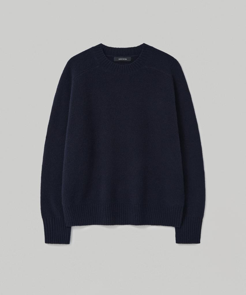 SHINE ON YOU 100% Rws Extra Fine Merino Wool Raglan Knit_Navy, Camel