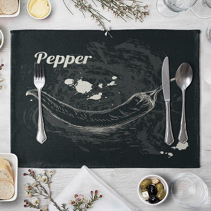 

Black Table Mat Fruit Drink Pattern Kitchen Placemat Black Creative Dining Table Mat Drink Coaster Linen Pads Bowl Cup Mats 2pcs 30x45cm
