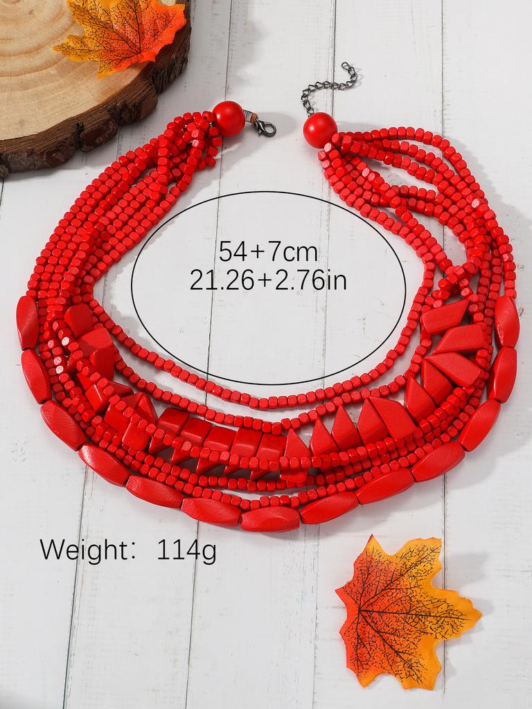 New Bohemian Handmade Beaded Seed Bead Necklace European American Exaggerated Retro Style Women Jewelry