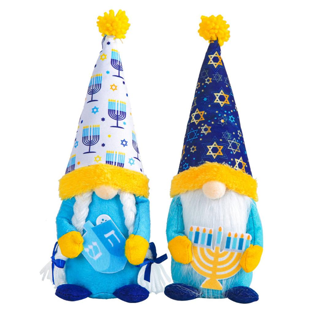Hanukkah Gnomes Plush Chanukah Decorations Dwarf Doll Figurine for Farmhouse Kitchen Tiered Tray Scandinavian Tomtes
