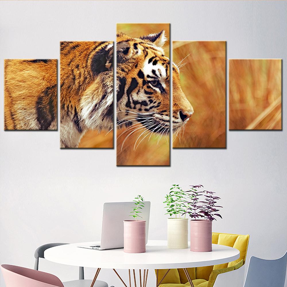 Tiger Animal Wall Art Canvas Set Modern Aesthetic Room Decor Teenager Modular Posters - Tiger Wall Painting Canvas Pictures