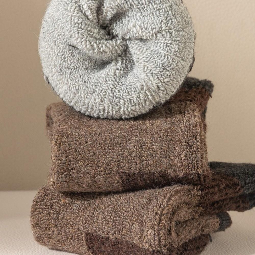 Casual Comfortable Men's Thick Wool Socks Soft Warm Colorblock Sports Socks Breathable Moisture-Wicking Mid-calf Socks