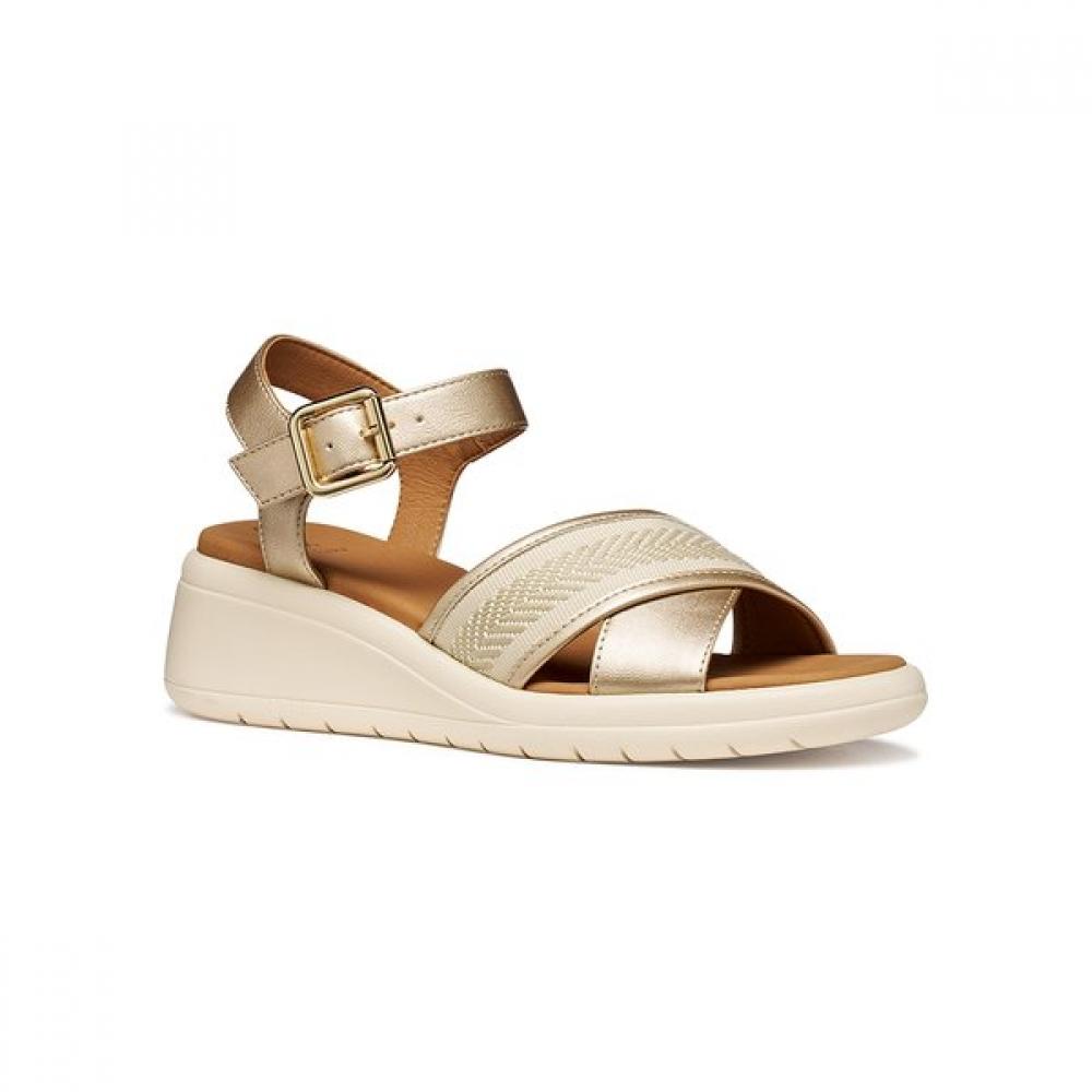 Geox Women S Comfort Wedge Heel Strap Sandal Meliconia Gold 8gx0eg6m8d