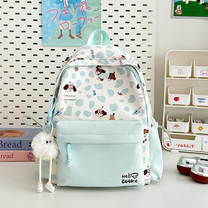 Schoolbag Japanese Ins New High-value, Fresh, Sweet and Cute Polka Dot Puppy Backpack, Light Backpack for Junior High School Students