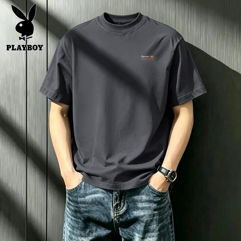 PLAYBOY Men's Loose Fit Pure Cotton Short Sleeve T-Shirt