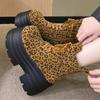 Leopard Platform Women Ankle Boots Super High Heels Designer Winter Suede Snow Shoes 2025 Trend Woman Autumn Lace Up Botas Mujer