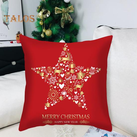 45x45CM Christmas Square Pillow Case Red Elk Snowflake Bell Stocking Star Zipper Reusable Sofa Bedroom Decoration Pillow Cushion Cover Party Supplies
