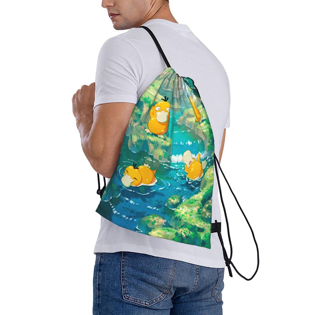 Custom P-Psyducks Drawstring Backpack Bags Women Men Lightweight Cartoon Gym Sports Sackpack Sacks for Training