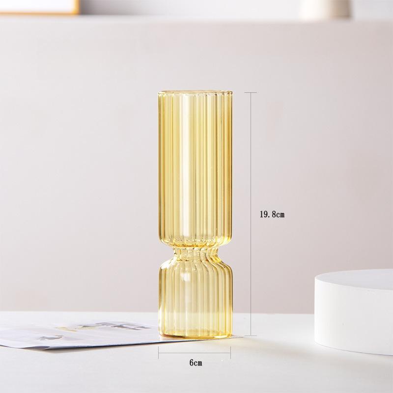 Transparent Hydroponic Striped Glass Vase Nordic Style Glass Vase Table Centerpiece Decorations Modern Living Room Ornament