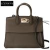 Salvatore Ferragamo DH-21 H159 THE STUDIO SMALL Calfskin Gancini Hardware 2WAY Handbag NEW OLIVEUsed