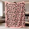 2026 New Flannel Blanket Release 1pc Vintage Leopard Design Soft Pink & Black Animal Print, Versatile All-Season Throw for Sofa, Camping, Travel, Home