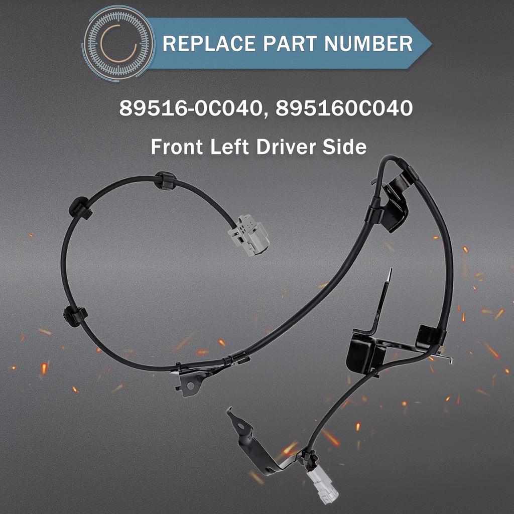 89516-0C040 ABS Wheel Speed Sensor Wire Harness Front Left Compatible with Toyota Tundra 2WD 4WD 2007-2021, Fit for Sequoia 2018-2022, Wire Skid