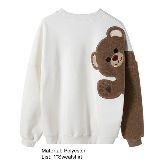 Męska bluza Slouchy haft z misiem luźna uciekająca bluza studencka na odzież na co dzień