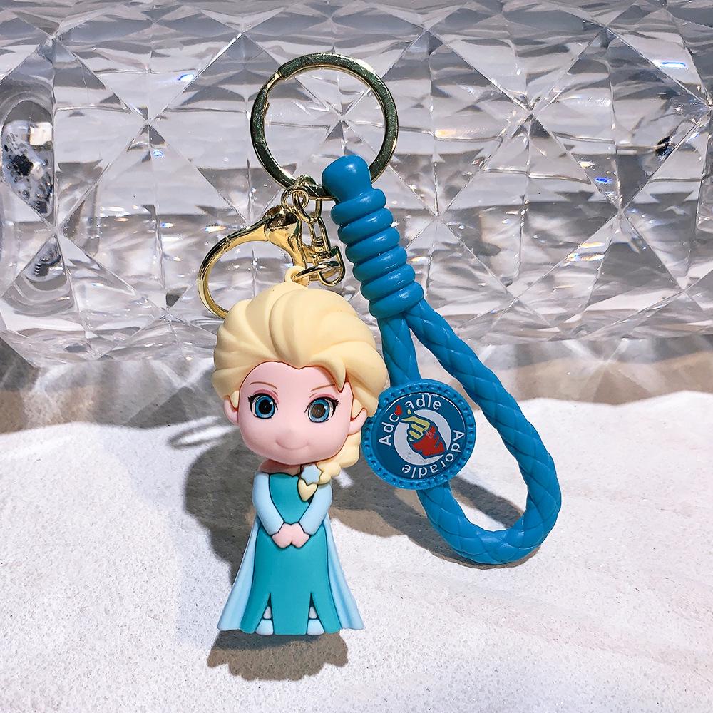 Frozen Princess Silicone Keychain Pendant - Cute Cartoon Car Accessory Gift Individual OPP Packaging
