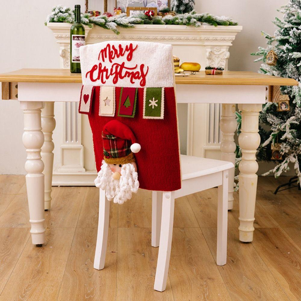 Cartoon Chair Back Covers Santa Claus Snowman Chair Protector Christmas Seat Cover  Home