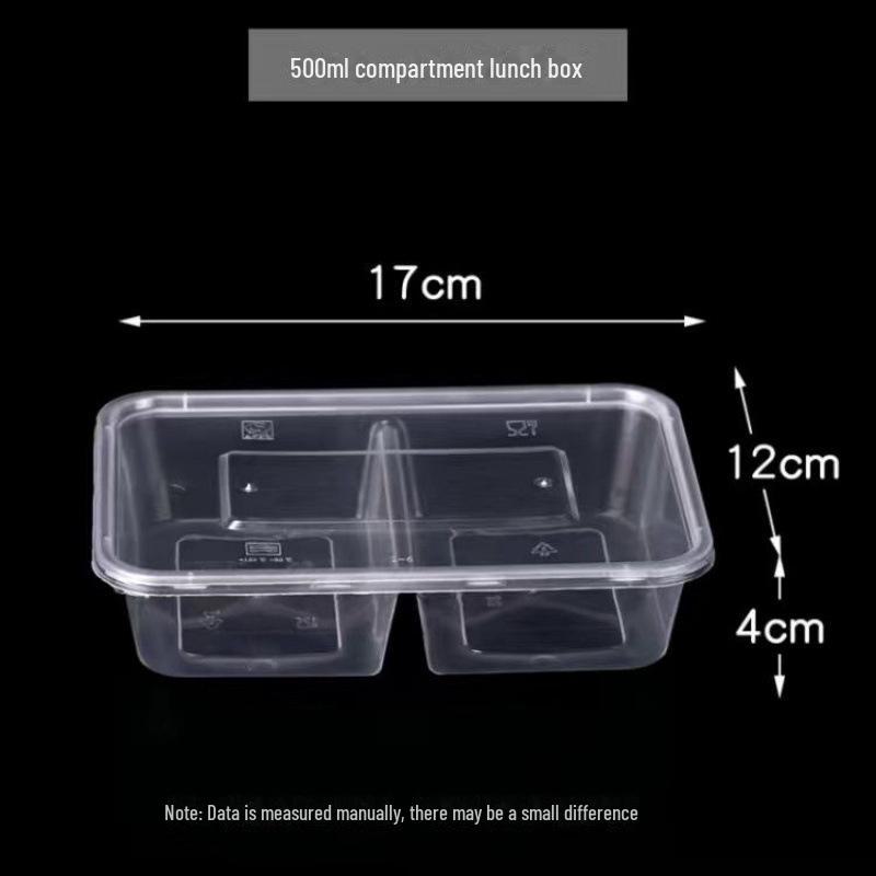

Одноразовый пластиковый ланч-бокс с двумя отделениями и крышкой объемом 1000 мл — бесплатная доставка