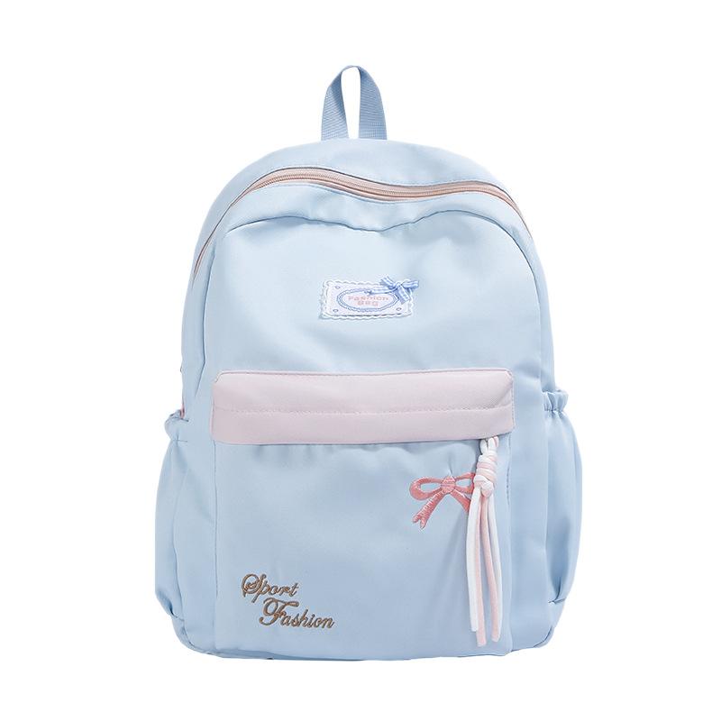 Schoolbag high value bow splicing backpack women's new large capacity lightweight waterproof student schoolbag casual back