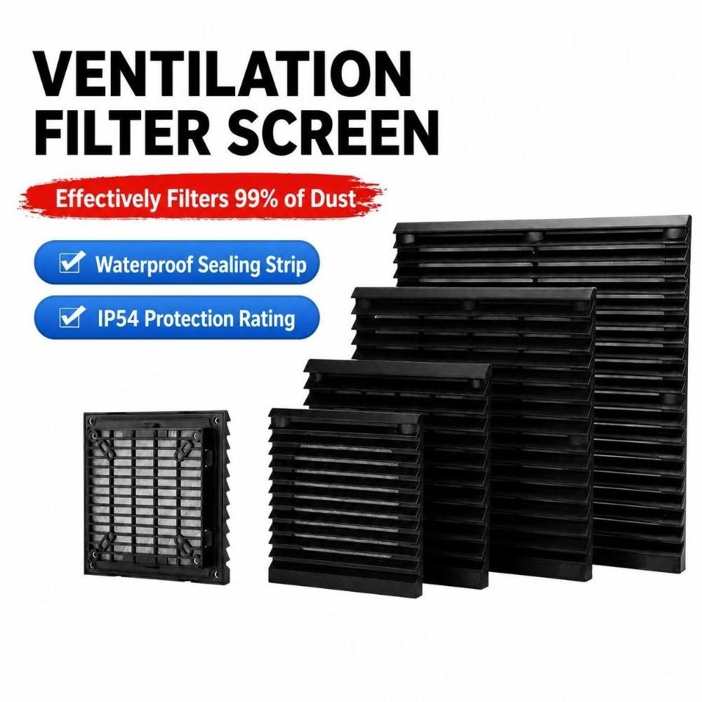 Black Vent Grille Waterproof Louver Vent Air Ventilation System Fan Grille Electric Cabinet