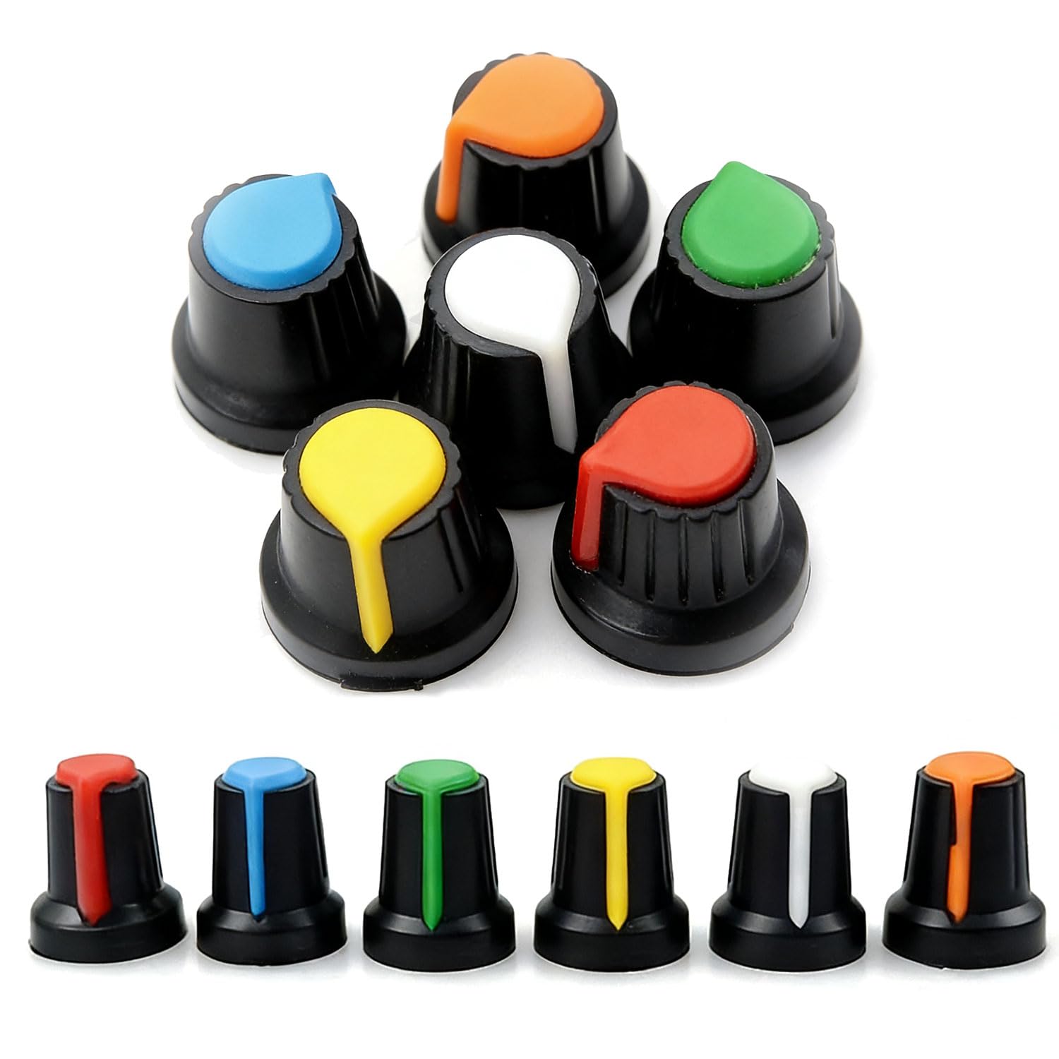 

LvYiLinggg Potentiometer Knob 6mm Inner 6 Color Knob Hole Durable Volume Guitar Knob 1517mm, Diameter, Cap, D-Shaft Compatible, 180°, Plastic,